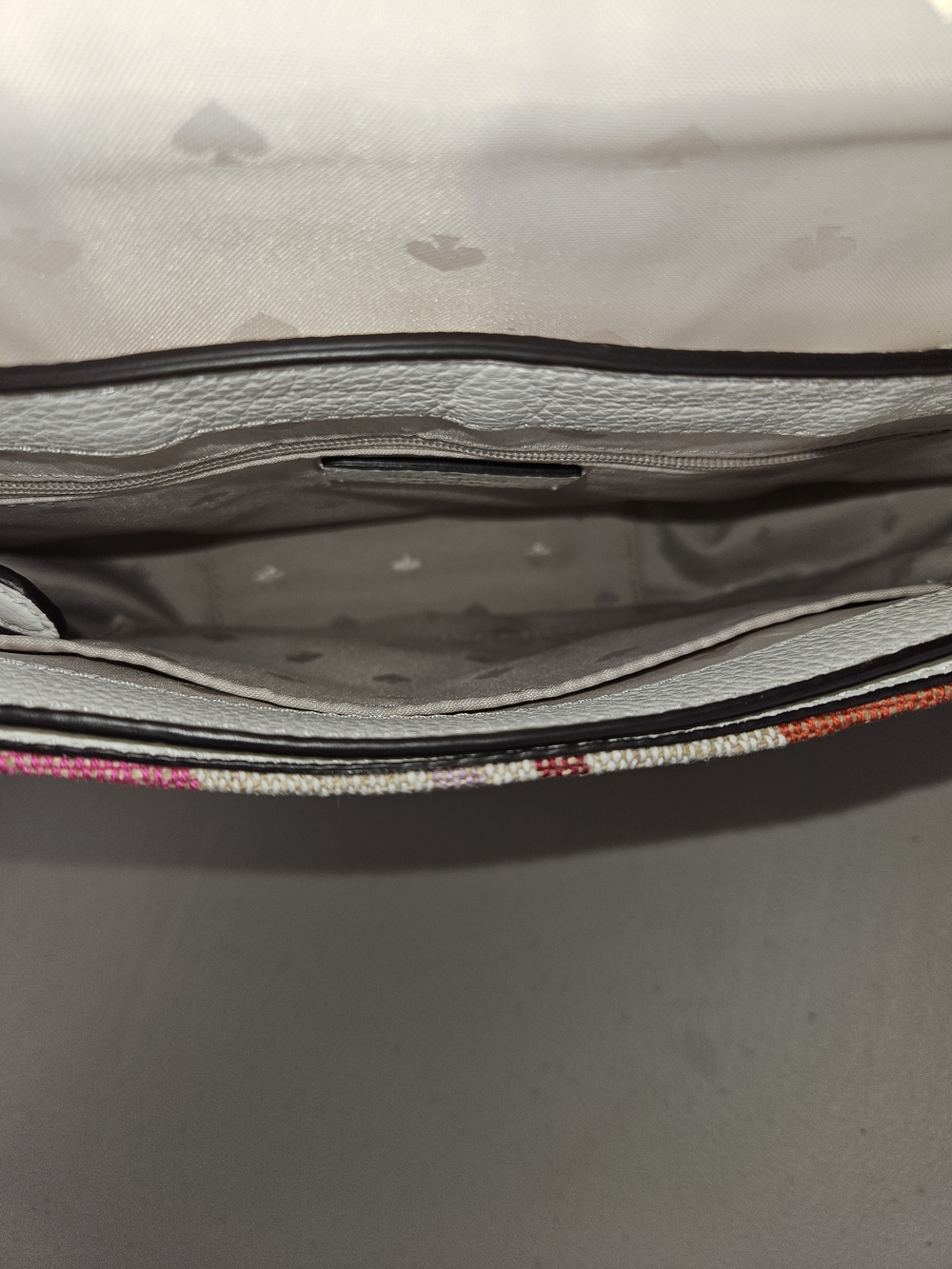 Kate Spade Leila Leather Flap Shoulder White Multi Color Stripe Like New W Strap - Picture 9 of 16